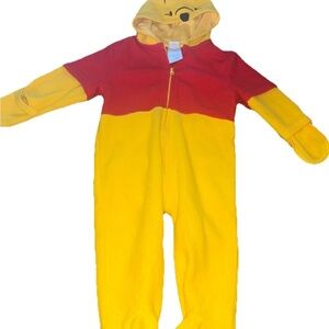 Disney Baby Winnie The Pooh Fleece Costume Size 6/9 Months Fold Over Hands Feet